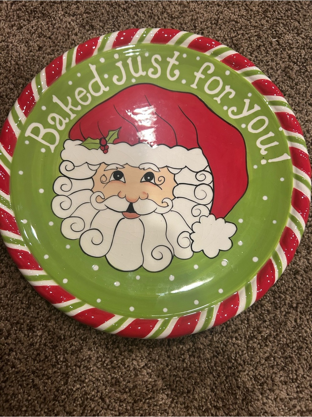 Santa Serving Plate - Green & Red